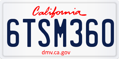 CA license plate 6TSM360