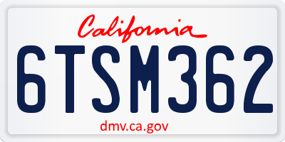CA license plate 6TSM362