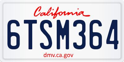 CA license plate 6TSM364
