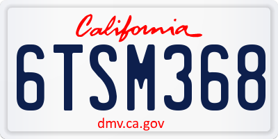 CA license plate 6TSM368