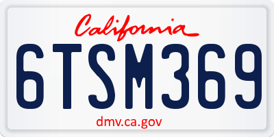 CA license plate 6TSM369