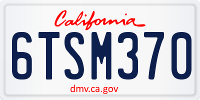 CA license plate 6TSM370