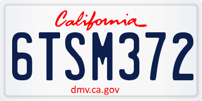CA license plate 6TSM372