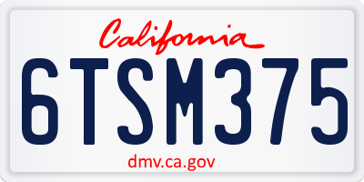 CA license plate 6TSM375