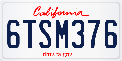 CA license plate 6TSM376