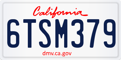 CA license plate 6TSM379