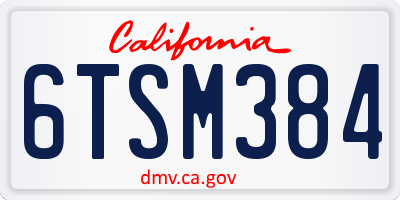 CA license plate 6TSM384