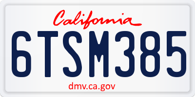 CA license plate 6TSM385