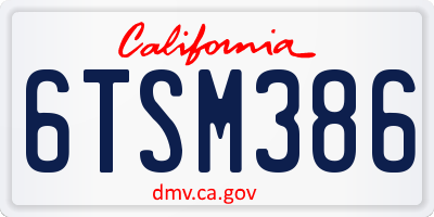 CA license plate 6TSM386