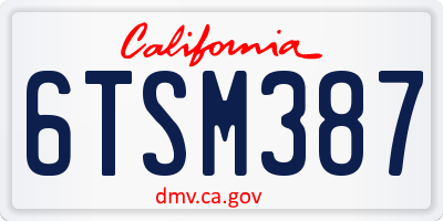 CA license plate 6TSM387