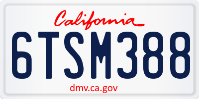 CA license plate 6TSM388