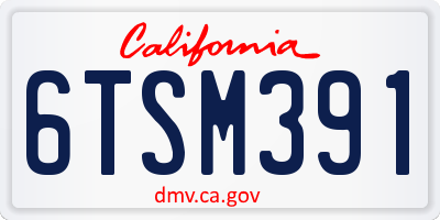 CA license plate 6TSM391