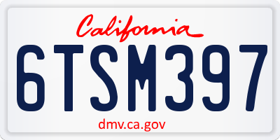 CA license plate 6TSM397