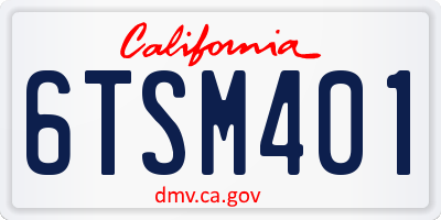 CA license plate 6TSM401