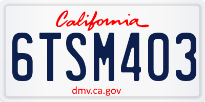 CA license plate 6TSM403