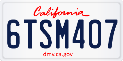 CA license plate 6TSM407