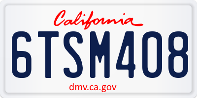 CA license plate 6TSM408