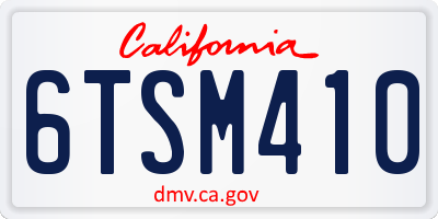 CA license plate 6TSM410