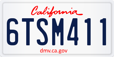 CA license plate 6TSM411