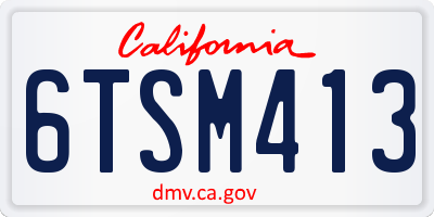 CA license plate 6TSM413