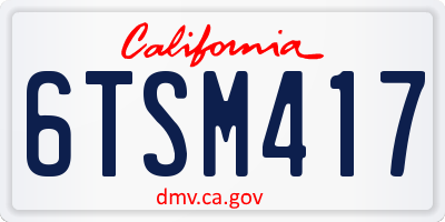 CA license plate 6TSM417
