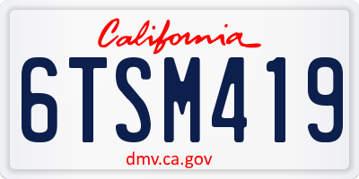CA license plate 6TSM419