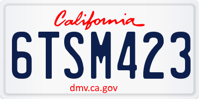 CA license plate 6TSM423