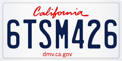CA license plate 6TSM426