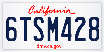 CA license plate 6TSM428