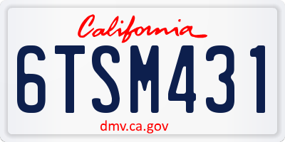CA license plate 6TSM431