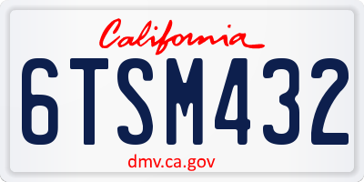 CA license plate 6TSM432