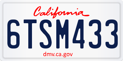 CA license plate 6TSM433