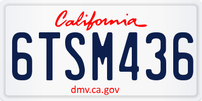 CA license plate 6TSM436