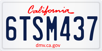 CA license plate 6TSM437