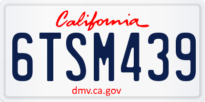 CA license plate 6TSM439