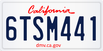 CA license plate 6TSM441