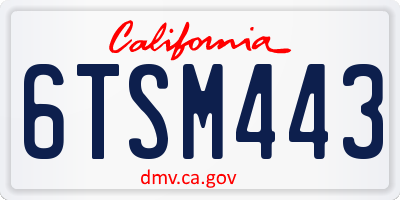 CA license plate 6TSM443