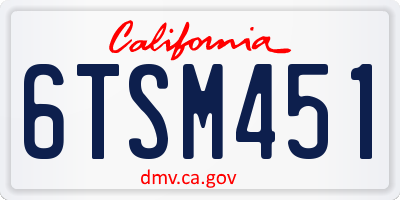 CA license plate 6TSM451