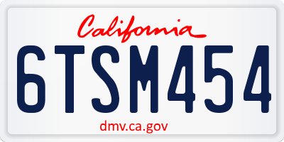 CA license plate 6TSM454