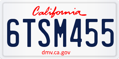 CA license plate 6TSM455
