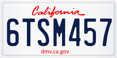 CA license plate 6TSM457