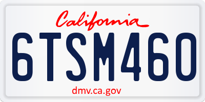 CA license plate 6TSM460