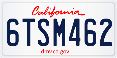 CA license plate 6TSM462