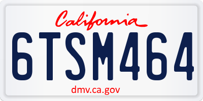 CA license plate 6TSM464