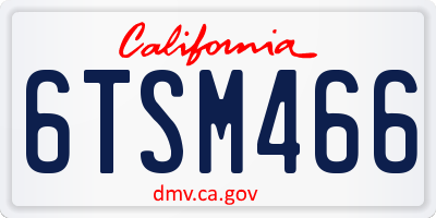 CA license plate 6TSM466