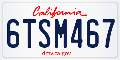 CA license plate 6TSM467