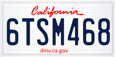 CA license plate 6TSM468