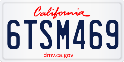 CA license plate 6TSM469