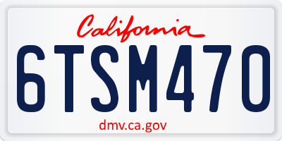 CA license plate 6TSM470