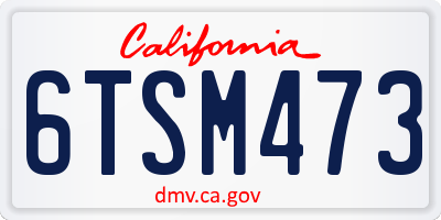 CA license plate 6TSM473